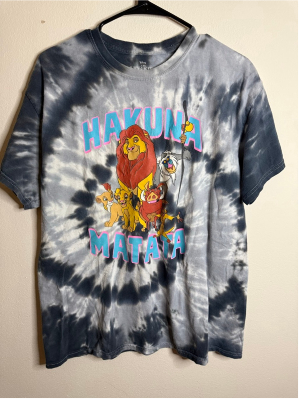 Women's Disney The Lion King Tie-Dye Short Sleeve Tee L Gray Black